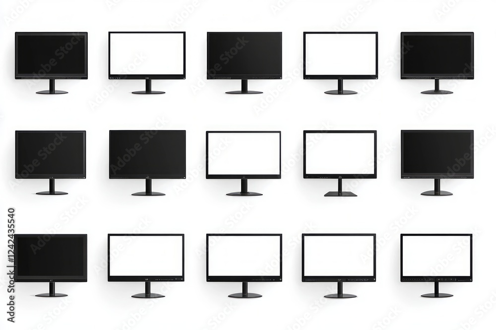 Multiple Blank Computer Monitors - High-Resolution Mockup Multiple Blank Computer Monitors - High-Resolution Mockup