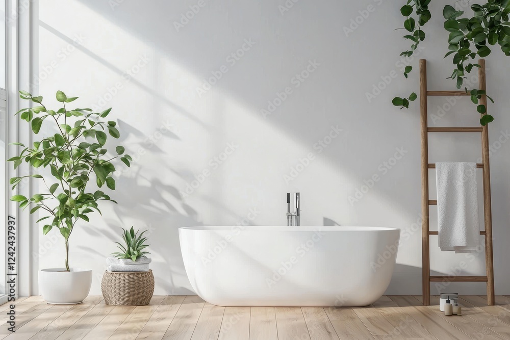 Fototapeta premium Chic mockup of an inviting bathroom space.