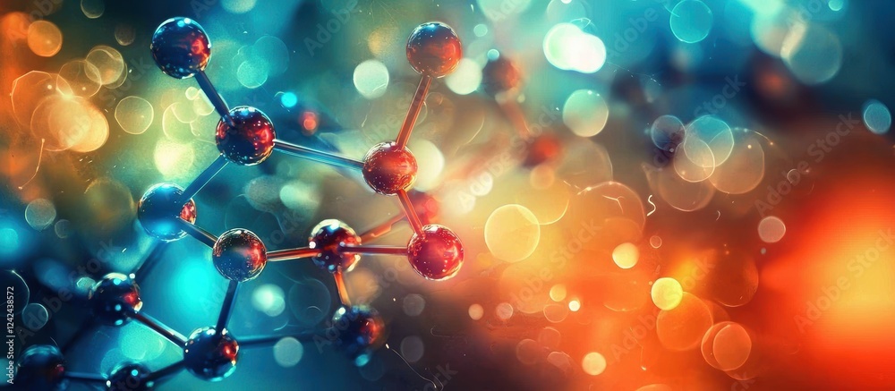 Artistic representation of a molecular structure featuring a magenta circle pattern.