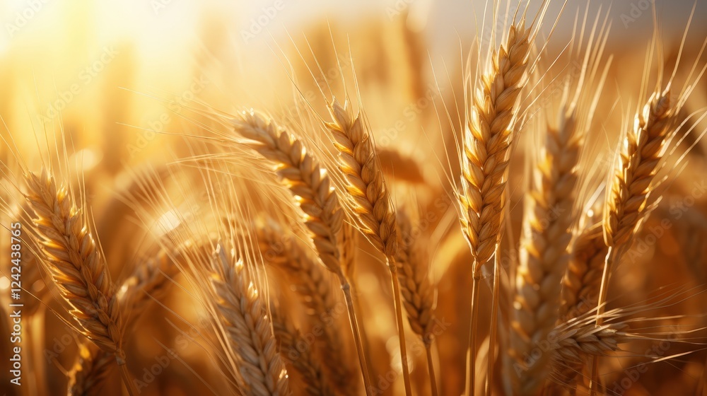 Close Up of Golden Wheat Field Capturing the Warm Light of Sunset with Detailed Grain Texture and Nature's Beauty Close Up of Golden Wheat Field Capturing the Warm Light of Sunset with Detailed Grain Texture and Nature's Beauty