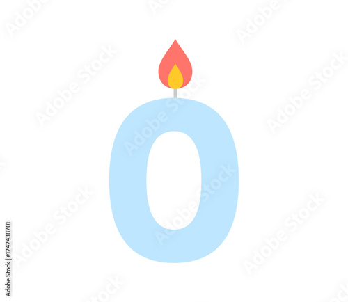 シンプルな数字のろうそくのイラスト　0　ベクター
