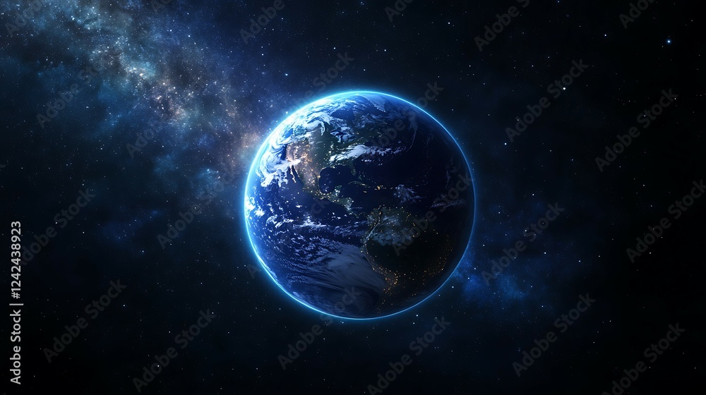 Fototapeta premium Planet Earth in outer space with visible country borders. rendering