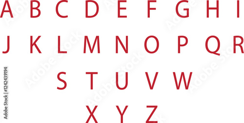Set of complete Scrabble capital letters English alphabet icons in trendy red colors flat styles. Education signs pictogram vectors illustration isolated on transparent background.