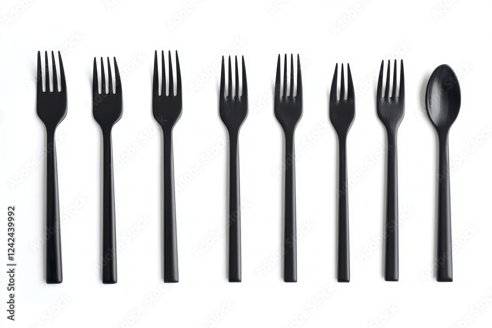 Sleek Black Plastic Utensils: A Modern Dining Set for a Refined Aesthetic