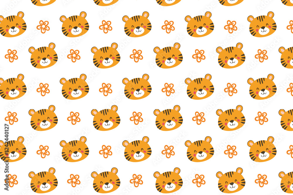 Cute tiger seamless pattern background illustration Cute tiger seamless pattern background illustration
