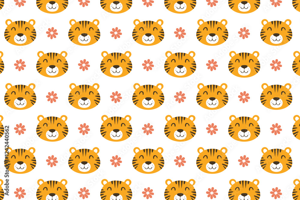 Cute tiger seamless pattern background illustration Cute tiger seamless pattern background illustration