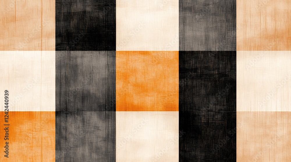 Abstract Geometric Pattern in Black, Orange, Cream and Gray Tones Abstract Geometric Pattern in Black, Orange, Cream and Gray Tones