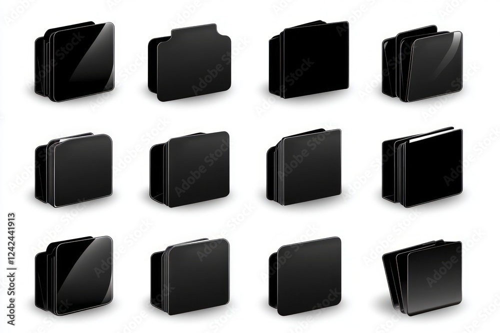 Elegant Black File Folders Design for Modern Business Presentations and Digital Organization Elegant Black File Folders Design for Modern Business Presentations and Digital Organization