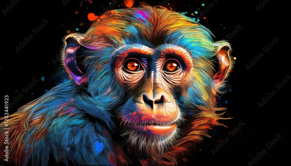 Monkey on a black background Monkey on a black background