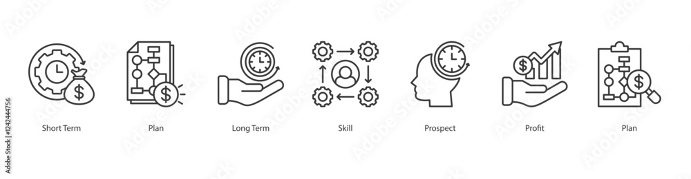 Accessibility Factor Outline Icon Sheet Plan, Prospect, Long Term, Skill, Plan, Short Term, Profit Accessibility Factor Outline Icon Sheet Plan, Prospect, Long Term, Skill, Plan, Short Term, Profit
