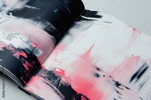 Creative portfolio magazine featuring an abstract pink and black design