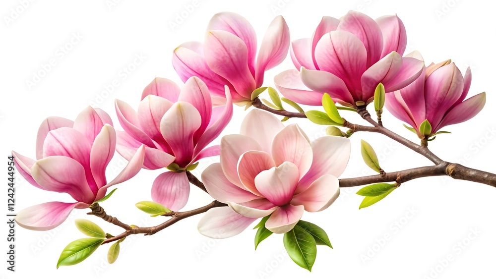 Pink Magnolia Flower Branch – Elegant and Delicate Floral Design for Spring and Botanical Projects