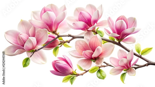 Pink Magnolia Flower Branch – Elegant and Delicate Floral Design for Spring and Botanical Projects