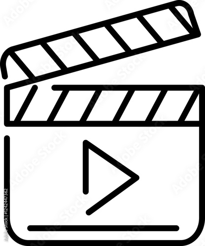 Movie Clapper Board Outline Icon Vector