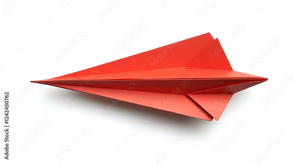 Red Paper Plane on a white background.