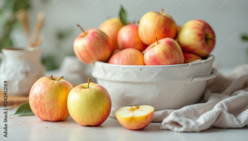 Harvest Fresh Apples on the Counter for Baking Day Harvest Fresh Apples on the Counter for Baking Day