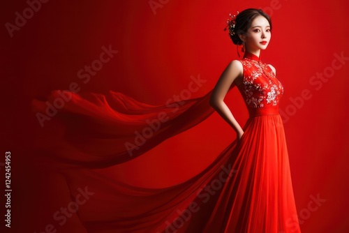 Full Body photograph of a Chinese female model Yang Mi standing，simple background. High detail, 8k, bright 