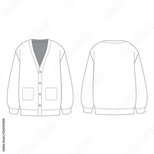 cardigan jacket mockup template clothing vector design
