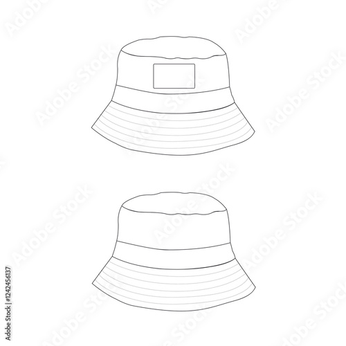 bucket hat mockup template clothing vector design