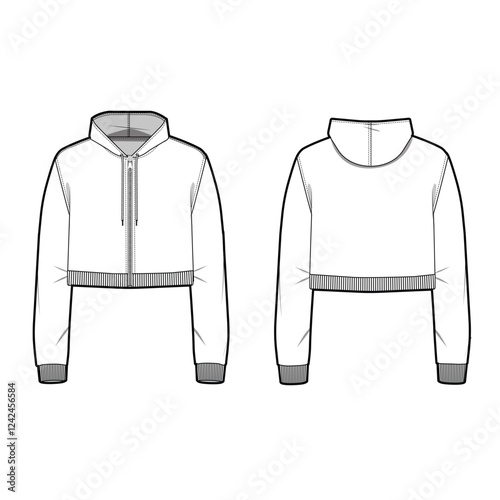 crop hoodie jacket mockup template clothing vector design