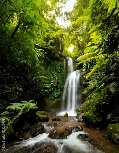 waterfall in a tropical jungle 