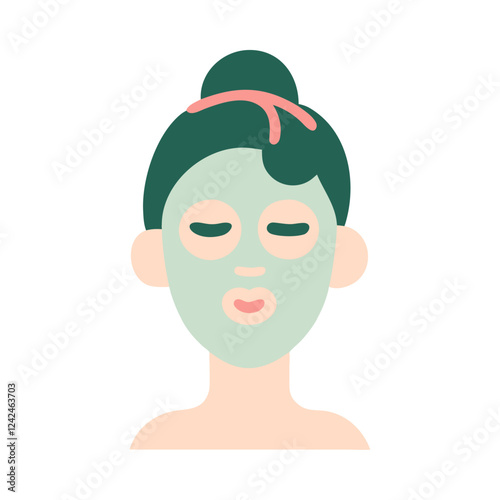 Woman Applying Face Mask Illustration