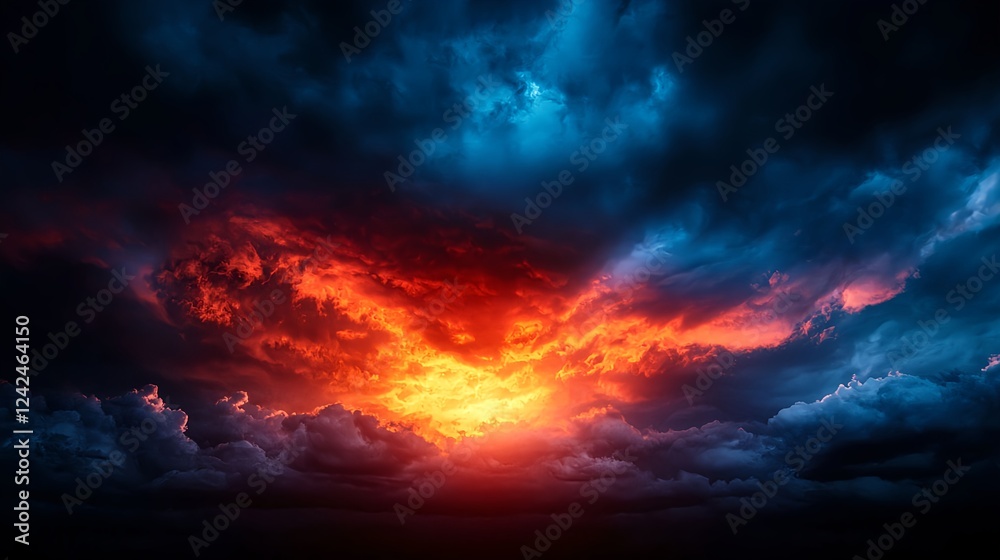 Fiery Sunset and Stormy Cloudscape Fiery Sunset and Stormy Cloudscape