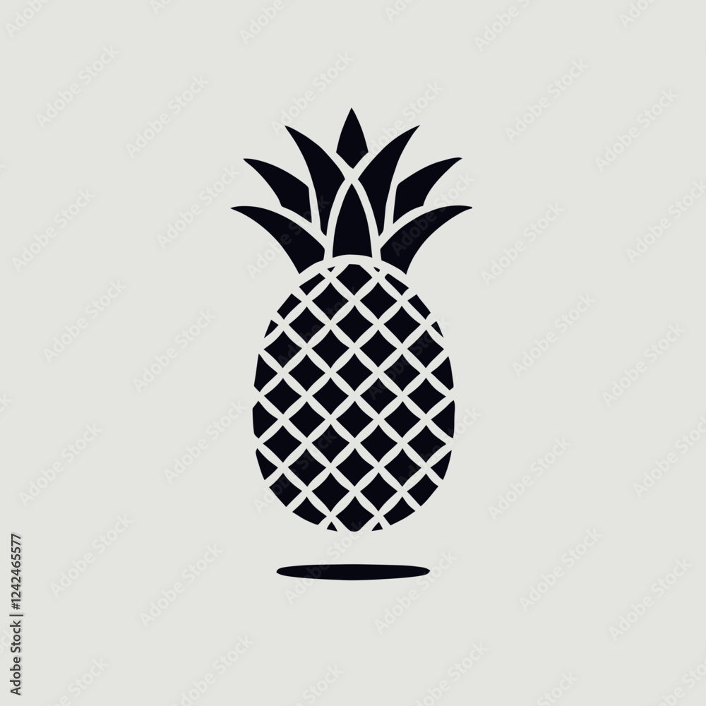 Obraz premium Pineapple Cocktail Silhouette in black on a white background