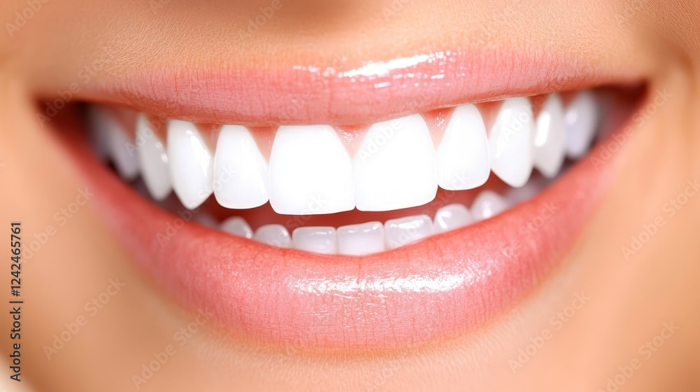 A Close-Up of a Bright, Healthy Smile, a Perfect Set of White Teeth, a Symbol of Confidence and Oral Hygiene A Close-Up of a Bright, Healthy Smile, a Perfect Set of White Teeth, a Symbol of Confidence and Oral Hygiene