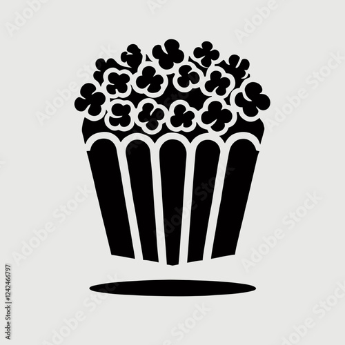 Popcorn Snack Silhouette in black on a white background
