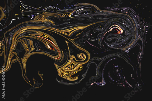 Glitter gold paint marbled swirl patterns