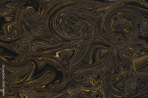 Glitter gold paint marbled swirl patterns