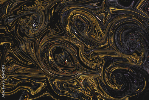 Glitter gold paint marbled swirl patterns
