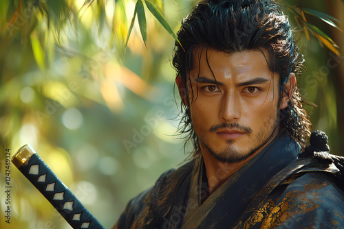  man in a traditional kimono for a cinematic film shoot. Explore beautiful Japanese cultural attire and fashion