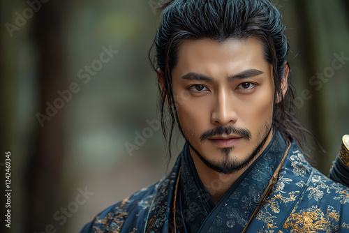  man in a traditional kimono for a cinematic film shoot. Explore beautiful Japanese cultural attire and fashion