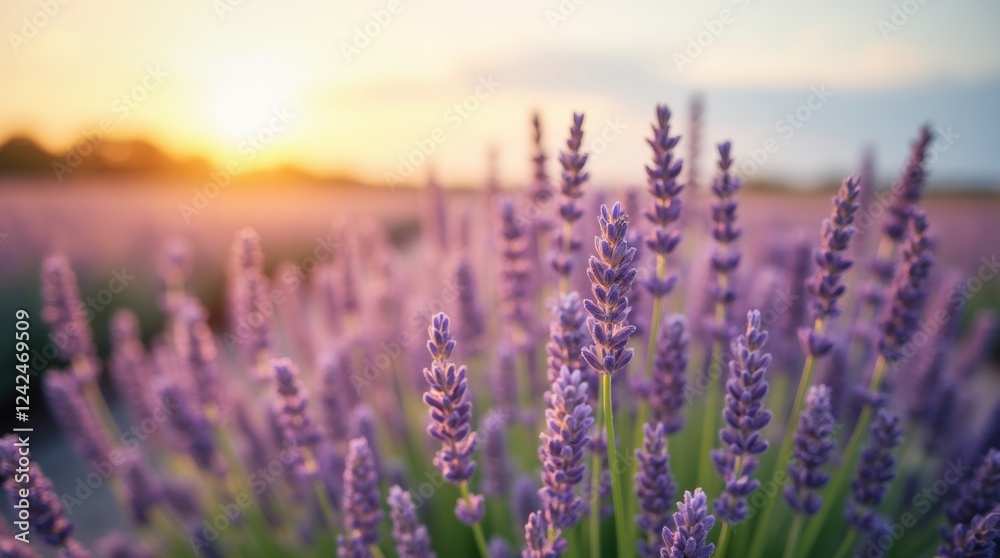 Obraz premium A close-up shot of a lavender field
