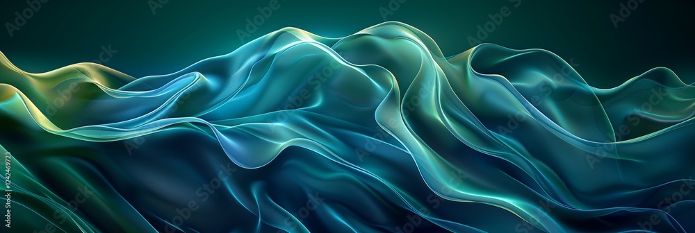 Fototapeta premium Abstract background, flowing shapes in blue and green colors, fluid design