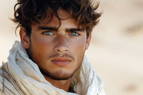  stylish man with facial hair and a moustache, showcasing a neutral expression. Explore masculine lifestyle and confident masculinity in this close-up shot. 