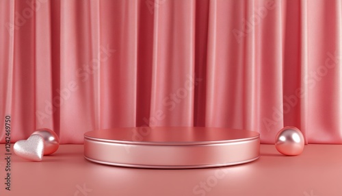 3D podium  valentine elements background , valentine's day concept banner