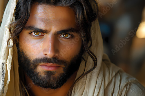  stylish man with facial hair and a moustache, showcasing a neutral expression. Explore masculine lifestyle and confident masculinity in this close-up shot. 