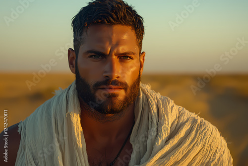  stylish man with facial hair and a moustache, showcasing a neutral expression. Explore masculine lifestyle and confident masculinity in this close-up shot. 