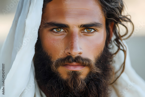  stylish man with facial hair and a moustache, showcasing a neutral expression. Explore masculine lifestyle and confident masculinity in this close-up shot. 
