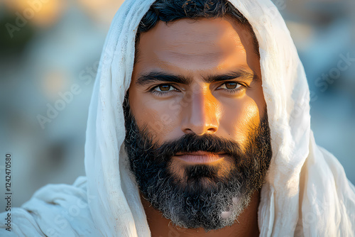  stylish man with facial hair and a moustache, showcasing a neutral expression. Explore masculine lifestyle and confident masculinity in this close-up shot. 