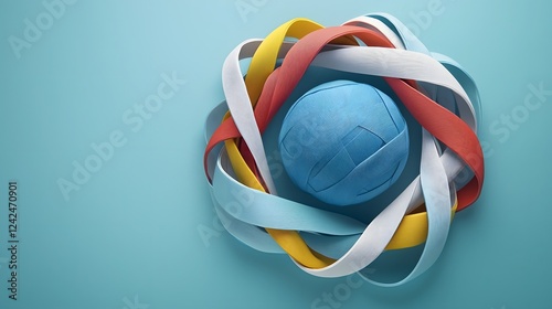 Symbolic design of the planet Earth encircled by ribbons in different colors promoting worldwide and for various social environmental and humanitarian causes