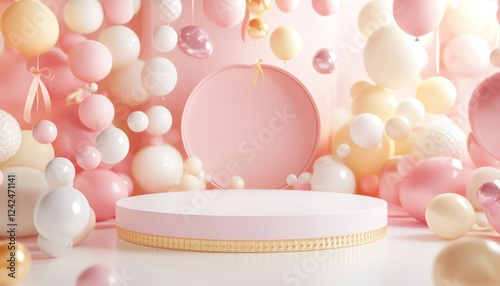 3D podium  valentine elements background , valentine's day concept banner