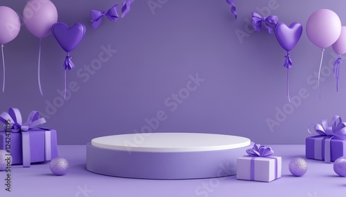 3D podium  valentine elements background , valentine's day concept banner
