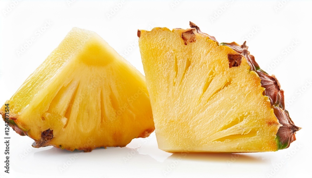 Slice of pineapple. Cut pineapple fruit piece isolated white background Slice of pineapple. Cut pineapple fruit piece isolated white background