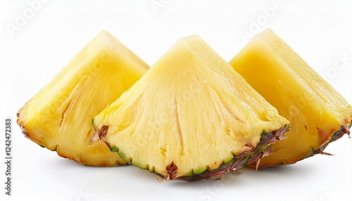 Slice of pineapple. Cut pineapple fruit piece isolated white background