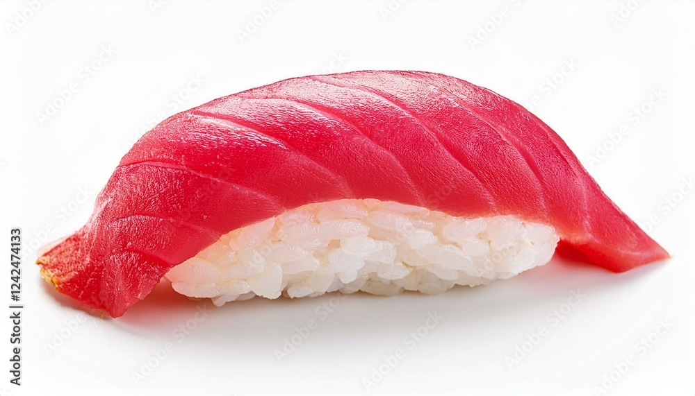 Sushi on a white plate. Sushi nigiri tuna isolated white background