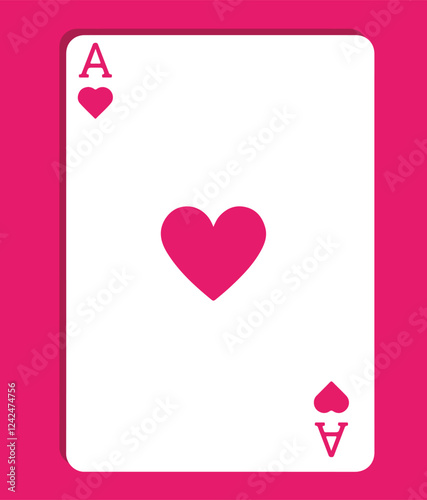 Ace of Hearts Playing Card Love Symbol Minimalist Romantic Design Valentine's Day Concept Poker Card Art